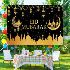 Lofaris Gold Moon Palace Lantern Galaxy Eid Mubarak Backdrop