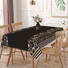 Lofaris Gold Pattern Black Stripe Retro Rectangle Tablecloth