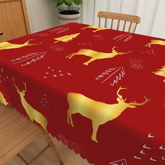 Lofaris Gold Pine Tree Deer Pattern Repeat Dining Tablecloth