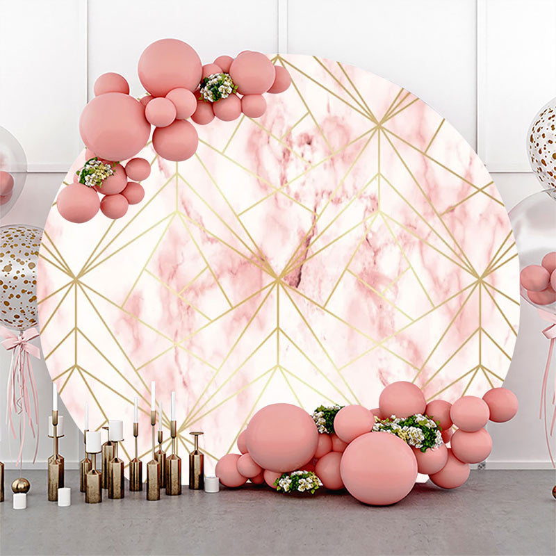 Lofaris Gold Pink Abstract Marble Texture Round Backdrop