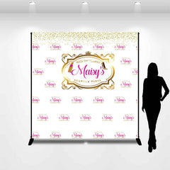 Lofaris Gold Pink Glitter Glamour Custom Birthday Backdrop