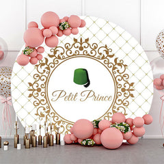 Lofaris Gold Plaid Green Hat Petit Prince Round Backdrop