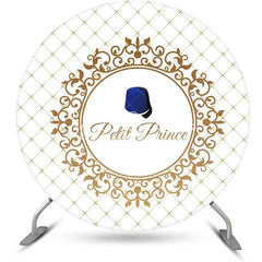 Lofaris Gold Plaid Navy Blue Hat Petit Prince Round Backdrop