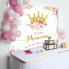 Lofaris Gold Princess Crown Floral Baby Shower Backdrop