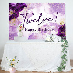 Lofaris Gold Purple Floral Graceful 12th Birthday Backdrop