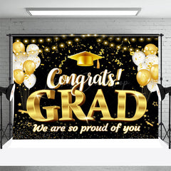 Lofaris Gold Ribbon Light Bokeh Balloon Graduation Backdrop