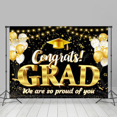 Lofaris Gold Ribbon Light Bokeh Balloon Graduation Backdrop