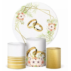 Lofaris Gold Rings Elegant Floral Wedding Round Backdrop Kit