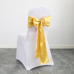 Lofaris Gold Satin Universal Banquet Chair Sashes Bows