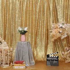 Lofaris Gold Sequin Backdrop Curtain for Party Decor