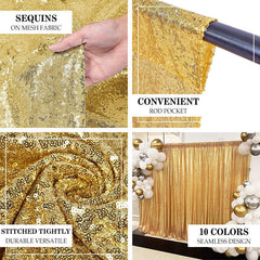 Lofaris Gold Sequin Backdrop Curtain for Party Decor