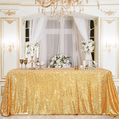 Lofaris Gold Sequin Glitter Rectangle Banquet Tablecloth