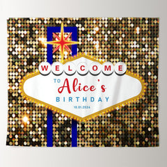 Lofaris Gold Sequin Patterm Welcome Custom Birthday Backdrop