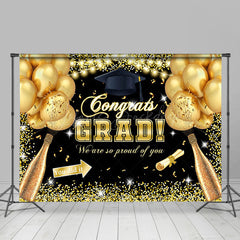 Lofaris Gold Sequins Balloon Champagne Congrats Grad Backdrop