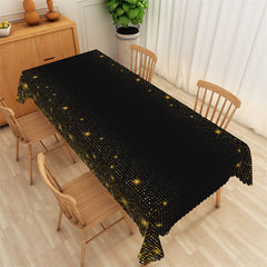 Lofaris Gold Shining Black Rectangle Tablecloth For Decor