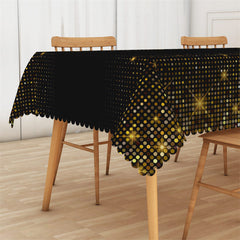 Lofaris Gold Shining Black Rectangle Tablecloth For Decor