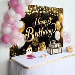 Lofaris Gold Shiny Balloon Cake Birthday Party Backdrop