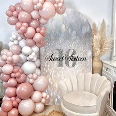 Lofaris Gold Silver Bokeh Sweet 16th Birthday Arch Backdrop