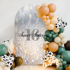 Lofaris Gold Silver Bokeh Sweet 16th Birthday Arch Backdrop