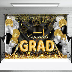 Lofaris Gold Silver Glitter Balloons Graduation Backdrop