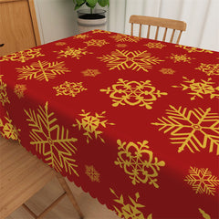 Lofaris Gold Snowflake Repeat Red Tablecloth For Home Decor