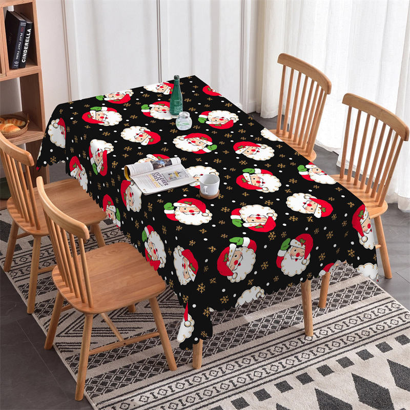 Lofaris Gold Snowflake Santa Merry Christmas Kitchen Tablecloth