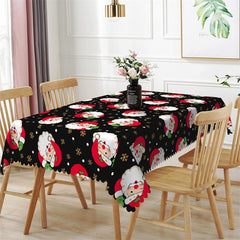 Lofaris Gold Snowflake Santa Merry Christmas Kitchen Tablecloth