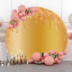 Lofaris Gold Solid Color Glitters Round Birthday Backdrop