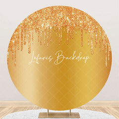 Lofaris Gold Solid Color Glitters Round Birthday Backdrop