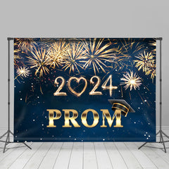 Lofaris Gold Spark Dark Blue Prom 2024 Backdrop For Party