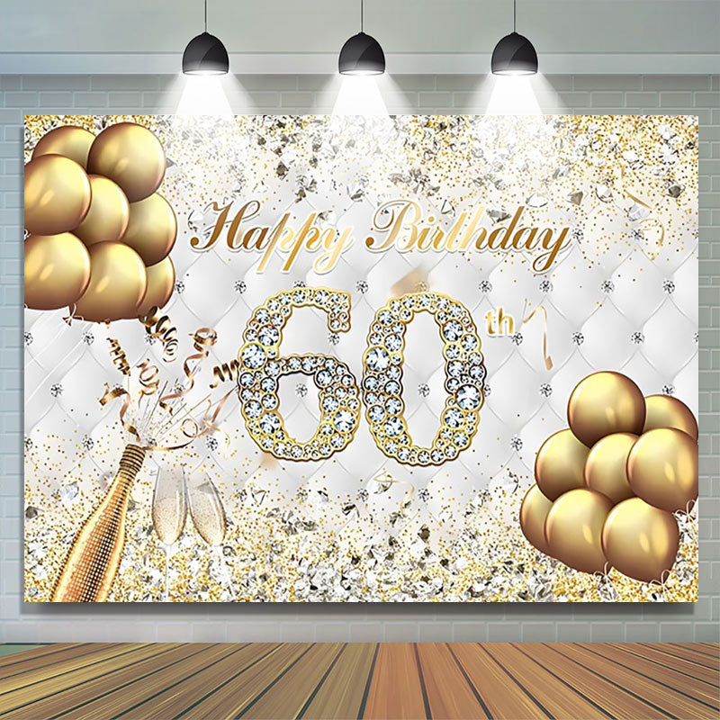 Lofaris Gold Sparkle Diamond Champagne 60th Birthday Backdrop