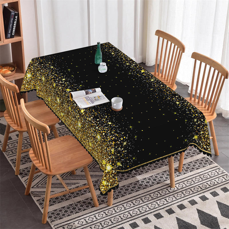 Lofaris Gold Sparkling Black Tablecloth For Kitchen Decor