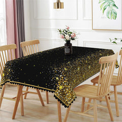 Lofaris Gold Sparkling Black Tablecloth For Kitchen Decor