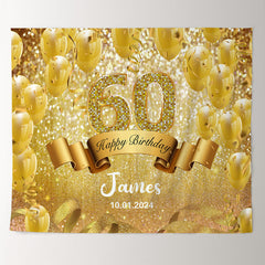 Lofaris Gold Sparkling Bokeh Custom 60th Birthday Backdrop