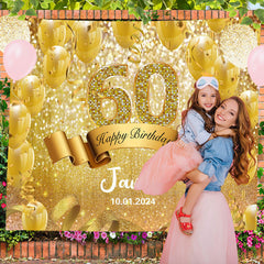 Lofaris Gold Sparkling Bokeh Custom 60th Birthday Backdrop