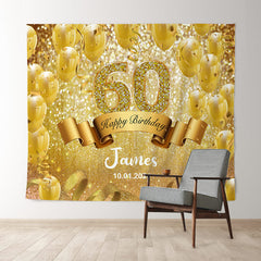 Lofaris Gold Sparkling Bokeh Custom 60th Birthday Backdrop