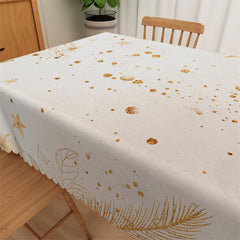 Lofaris Gold Sparkling Floral Pattern Beige Dining Tablecloth