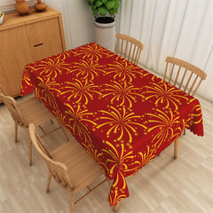 Lofaris Gold Sparks Repeat Red Tablecloth For Kitchen Decor