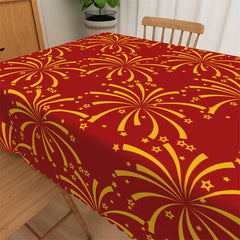 Lofaris Gold Sparks Repeat Red Tablecloth For Kitchen Decor