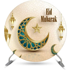 Lofaris Gold Turquoise Moon Lantern Round Eid Mubarak Backdrop