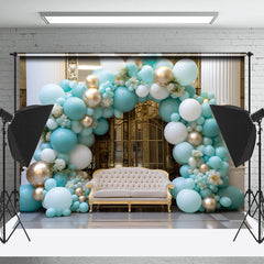 Lofaris Gold White Luxury Door Blue Balloon Sofa Backdrop