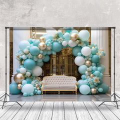 Lofaris Gold White Luxury Door Blue Balloon Sofa Backdrop