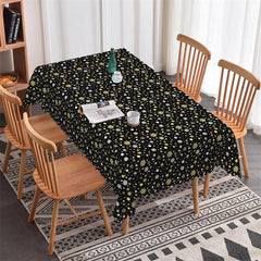 Lofaris Gold White Snowflake Dot Party Rectangle Tablecloth