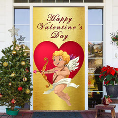 Lofaris Golden And Heart Cupid Happy Valentines Door Cover