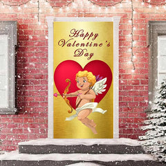 Lofaris Golden And Heart Cupid Happy Valentines Door Cover