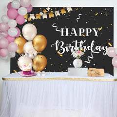 Lofaris Golden And Sliver Ballons Ribbons Birthday Backdrop