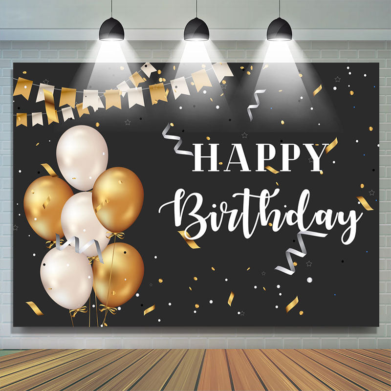 Lofaris Golden And Sliver Ballons Ribbons Birthday Backdrop