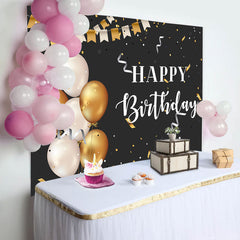 Lofaris Golden And Sliver Ballons Ribbons Birthday Backdrop