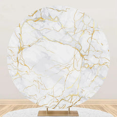 Lofaris Golden And White Marble Round Birthday Backdrop