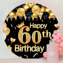 Lofaris Golden Balloon Round 60th Birthday Backdrop Cover